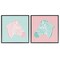 Stupell Industries Sweet Pink and Teal Zebras 2pc Framed Giclee Wall Art Set Design by Martina Pavlova
